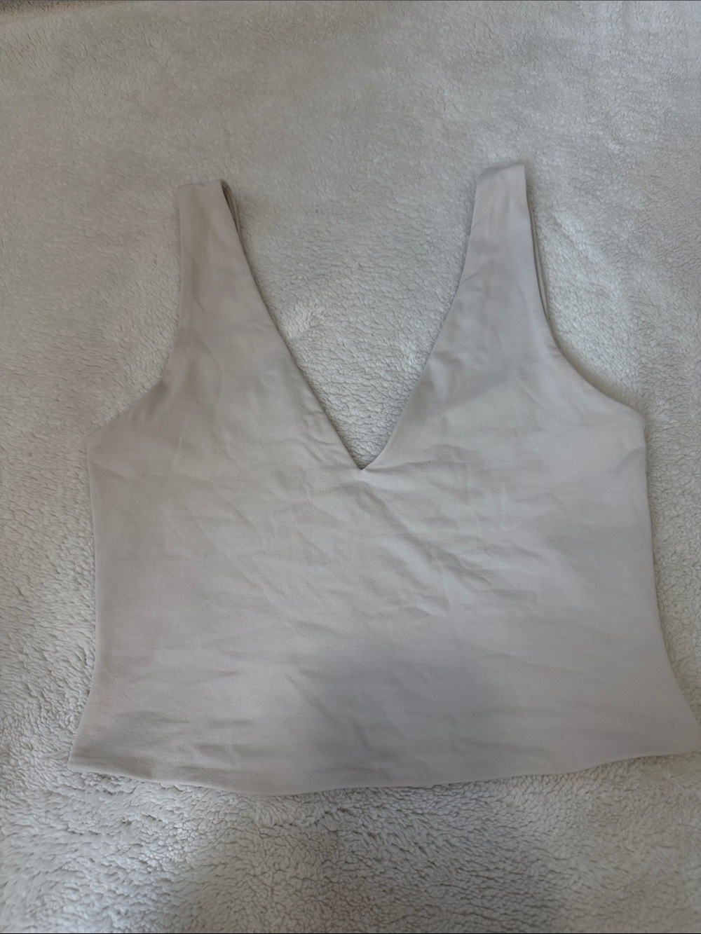 Aritzia Contour Sleeveless V-Neck Crop Top in Light Beige